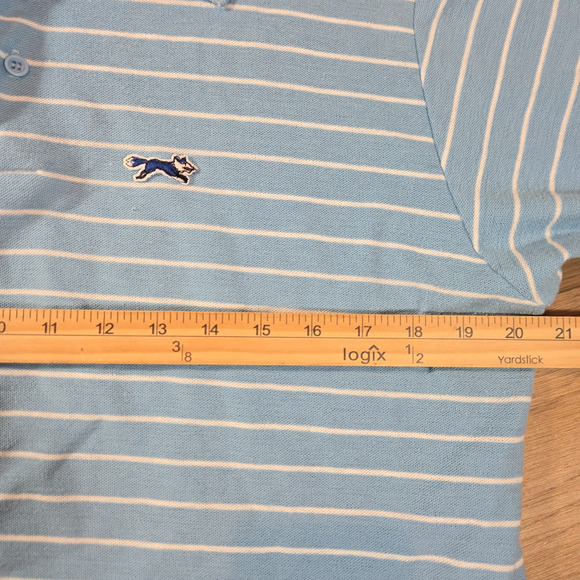 Vintage JC Penney Fox Polo Shirt Mens XL Blue Striped 80s Preppy Golf Classic - Picture 5 of 6